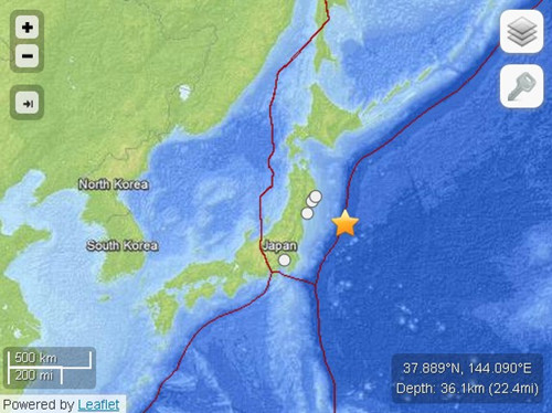 日本東北海域發(fā)生7.3級(jí)地震野田佳彥趕回官邸