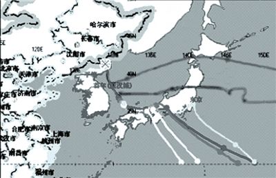 中國環(huán)保部發(fā)布的模擬軌跡圖。