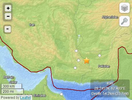 伊朗巴基斯坦交界處發(fā)生4.8級地震深度54公里